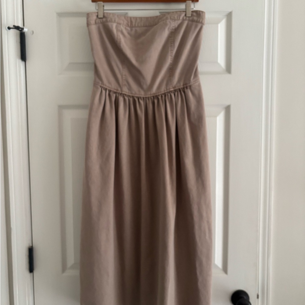 Young Fabulous & Broke Strapless Midi Dress in Taupe Beige